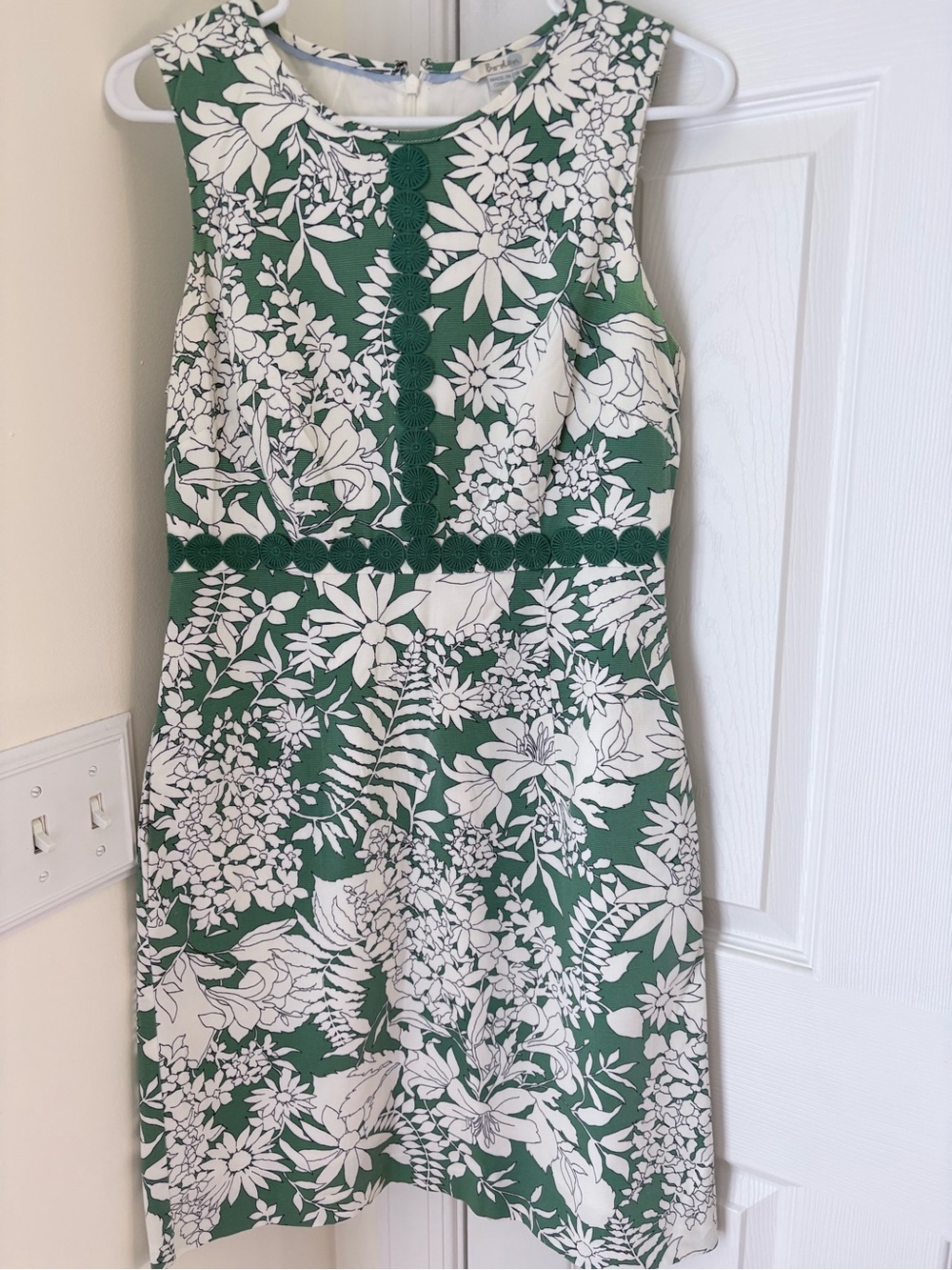 Boden Green & White Floral Sleeveless Dress